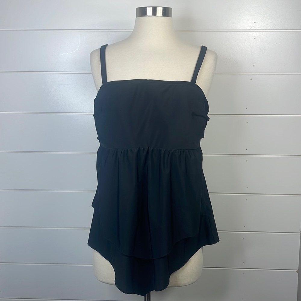 Swim by Cacique 16 Black Flattering Tankini Top